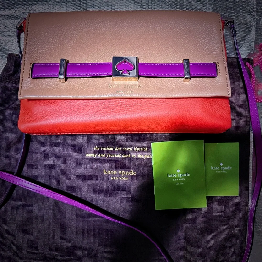Vintage style Kate Spade Y2K Tan and Purple Crossbody Bag ❌60% OFF SALE❌ - Picture 13 of 16